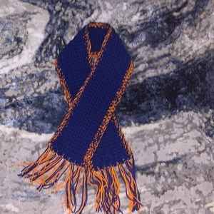 Unisex crochet scarf. Orange and blue.